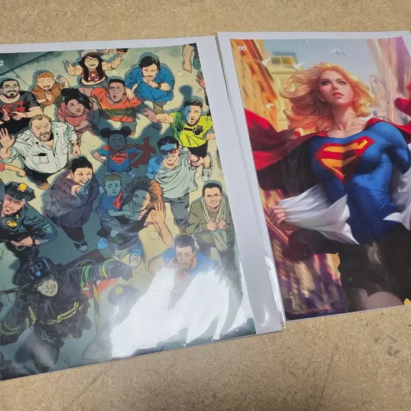 [BUNJANG] Superman, Supergirl, Batman Illustration Card Set / 슈퍼맨 슈퍼걸 A3 포스터 배트맨 일러스트 카드 32장 팝니다