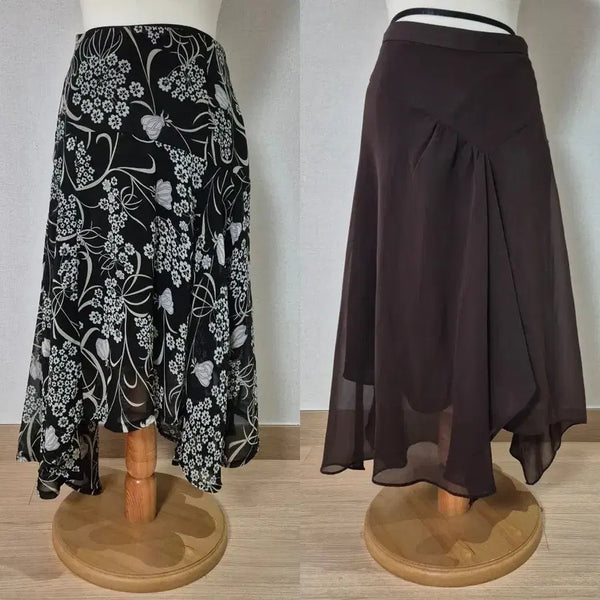 [BUNJANG] Chiffon Skirt Bundle Set / (무료배송)쉬폰 치마 2개 일괄