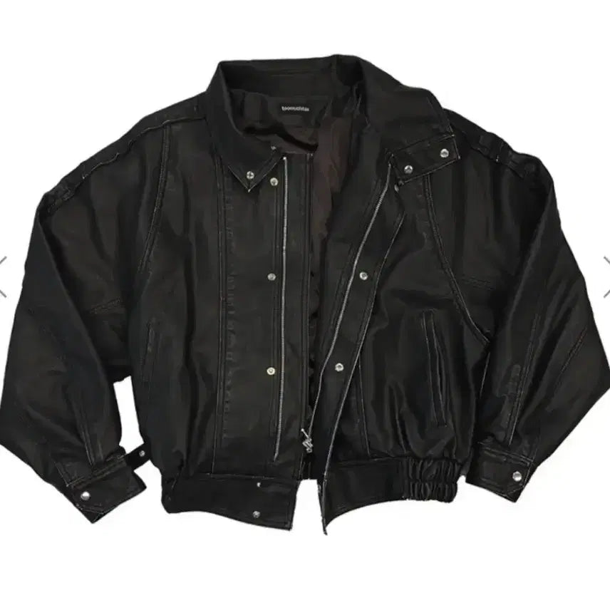 [BUNJANG] Toomuchtax Black Leather Jacket / 투머치택스 toomuchtax 블랙 레더 자켓