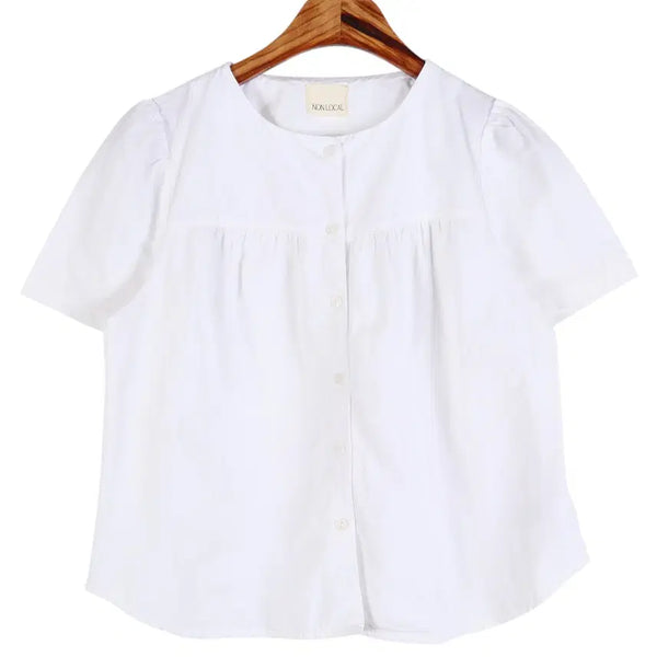 [BUNJANG] NONLOCAL Women's Blouse (Size F) / 논로컬 NONLOCAL 반팔 블라우스 / k4824