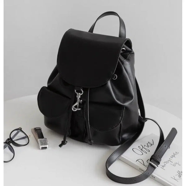 [BUNJANG] Abluy Leather Bucket Backpack Black Bag / 에이블리 레더 복조리 백팩 블랙 가방