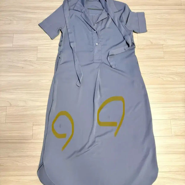 [BUNJANG] Sky Blue Shirt Dress with Waist Strap / 소라색 셔츠 원피스