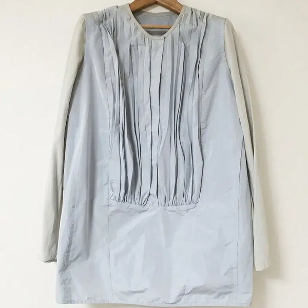 [BUNJANG] KUHO Silk Pleated Hidden Button Shirt Blouse / KUHO 구호 실크 플리츠 히든 버튼 셔츠 블라우스