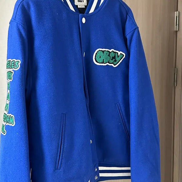 [BUNJANG] OBEY Varsity Blue Jacket / 오베이 바시티 블루 자켓