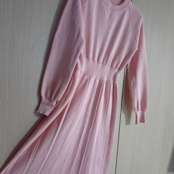 [BUNJANG] Women's Long Sleeve Knit Dress Size 55 Apricot / 여자 긴팔 롱 니트 원피스 55사이즈