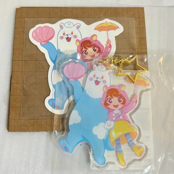 [BUNJANG] Aikatsu! Akari & Yuzuruko Acrylic Keyring + Big Sticker Set / 아이카츠 아카리&오오조랏코 아크릴 키링+빅 스티커