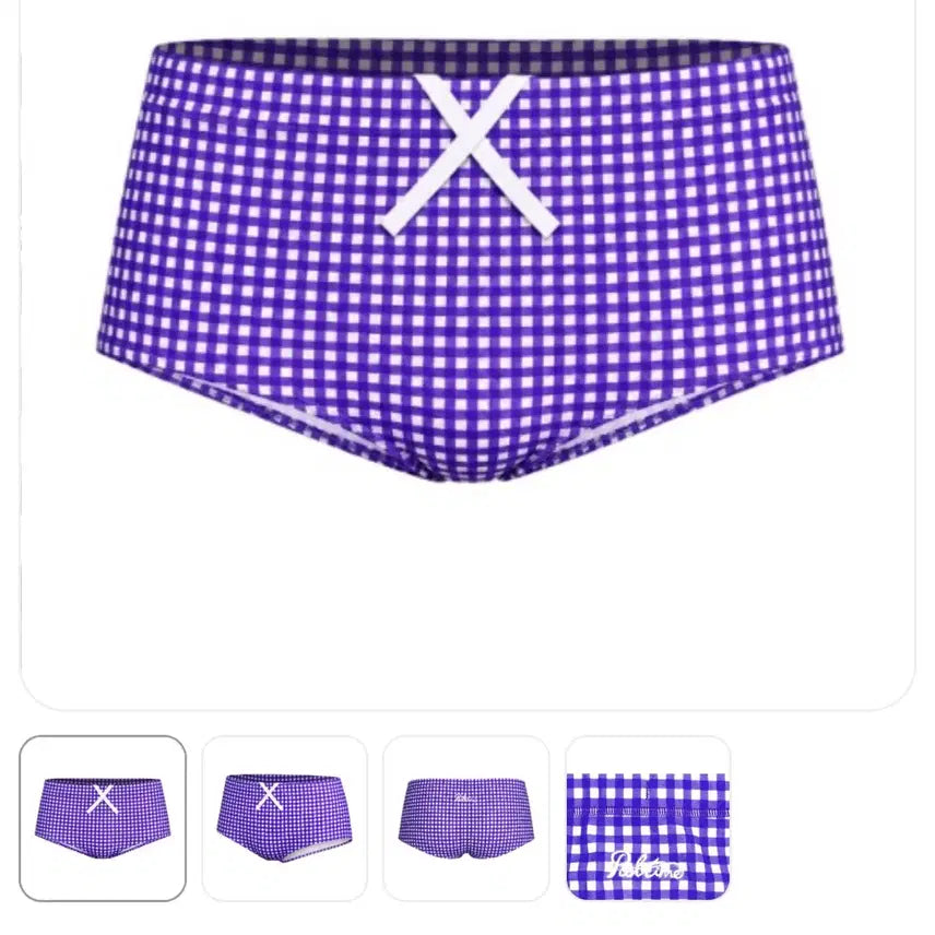 [BUNJANG] Full Time Short Square Purple Check Bag / 새상품)) 풀타임 숏사각 퍼플 체크