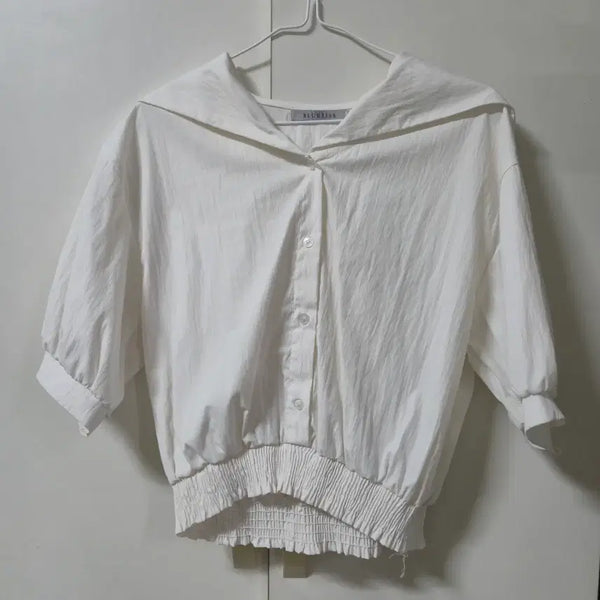 [BUNJANG] Sailor Collar Waist Banding Blouse / 세일러 카라 허리 밴딩 블라우스