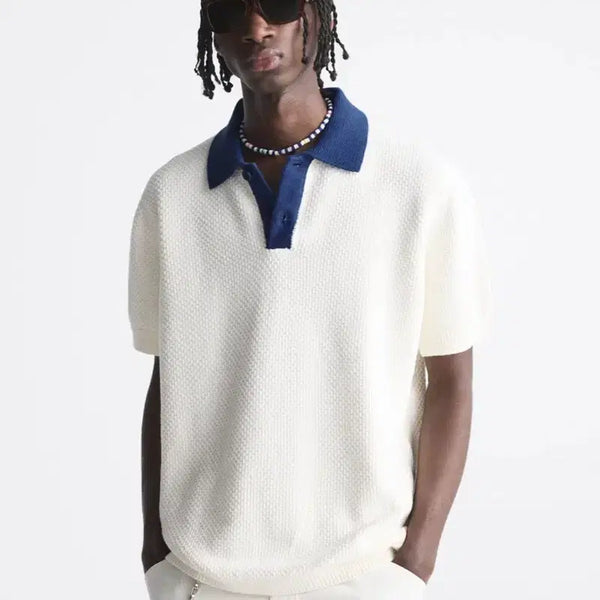 [BUNJANG] Zara Contrast Knit Polo Shirt / (무료배송) [M] 자라 콘트라스트 니트 폴로 셔츠