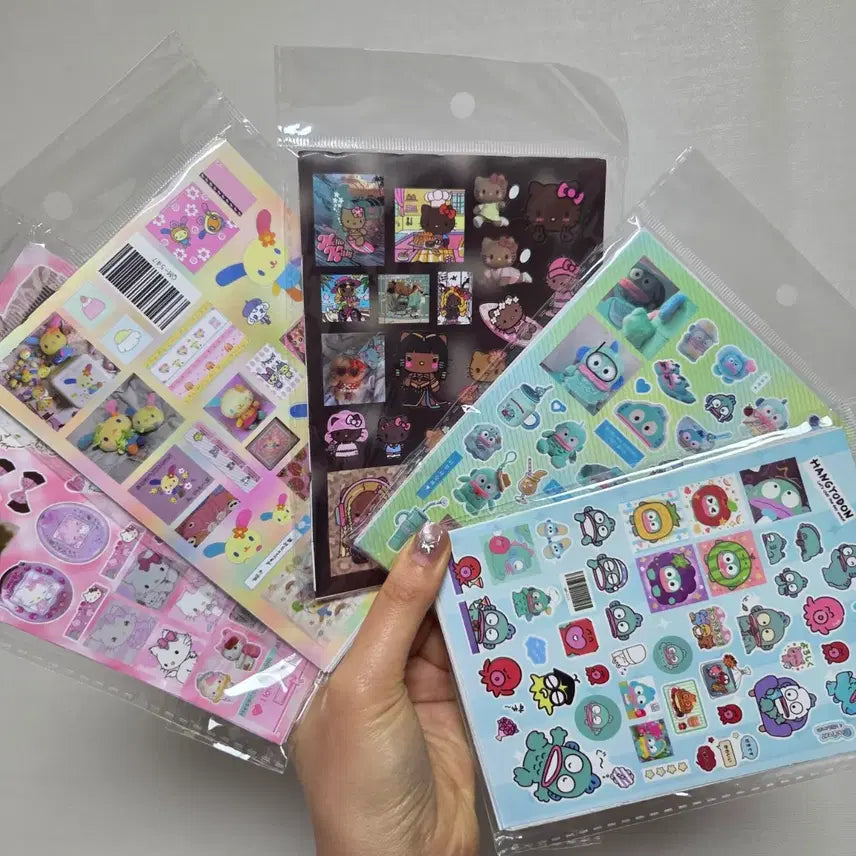 [BUNJANG] Sanrio Sticker Set (8 Sheets) / 차미키티스티커 우사하나스티커 태닝키티스티커 산리오스티커 산리오굿즈