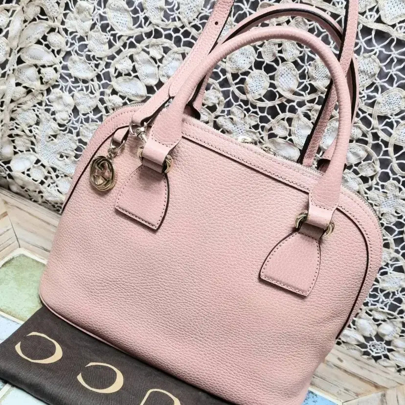 [BUNJANG] Gucci Interlocking Ocean Two-Way Dome Tote Crossbody Bag M Baby Pink / 구찌인터로킹오션 투웨이돔토드크로스 M