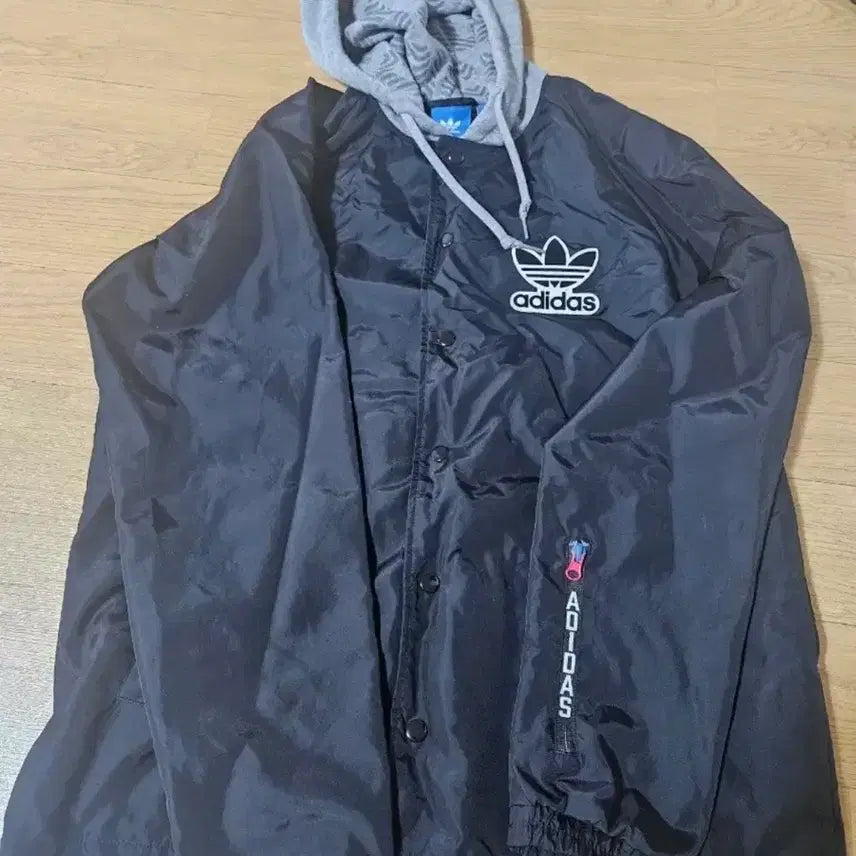 [BUNJANG] Adidas Black Coach Jacket Windbreaker / 아디다스 후드 코치자켓 블랙 바람막이
