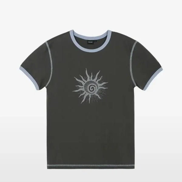 [BUNJANG] Arkam Cracked Sun Ringer Top Dark Grey / 아캄 Cracked Sun Ringer Top 다크그레이