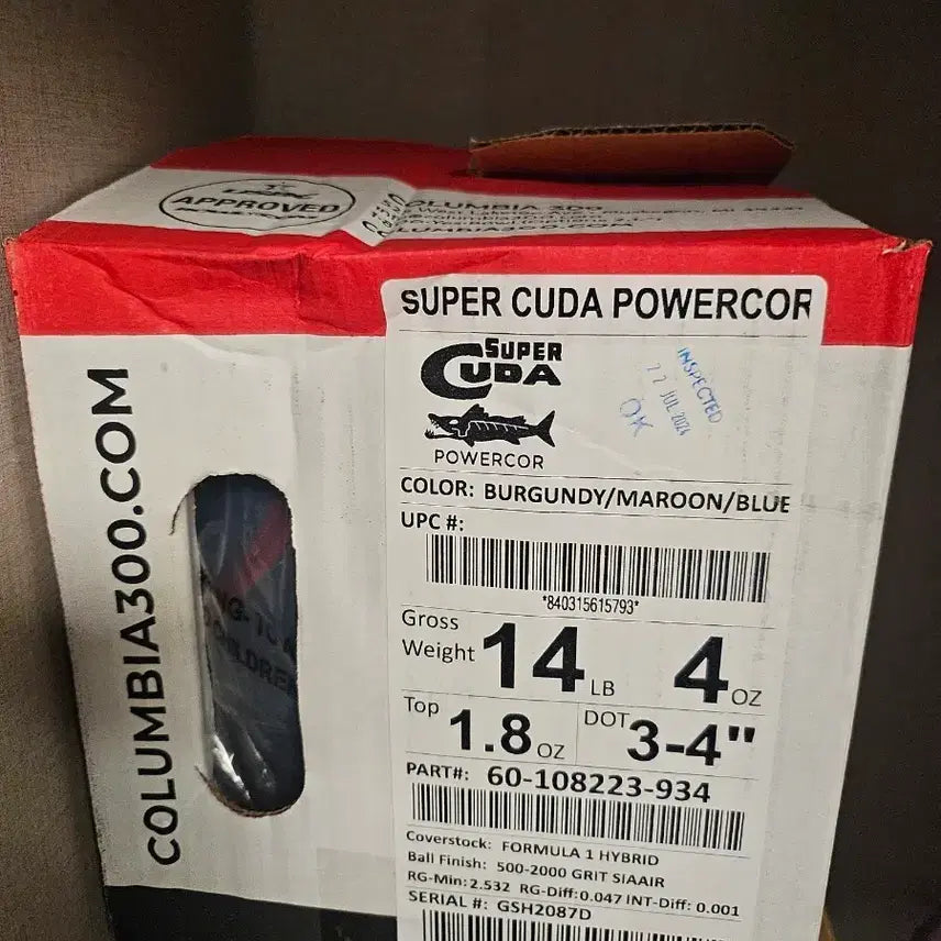[BUNJANG] Columbia 300 Supercuda Power Core Bowling Ball Burgundy/Maroon/Blue 14lb 4oz / 슈퍼쿠다 파워코어 볼링공 판매합니다.