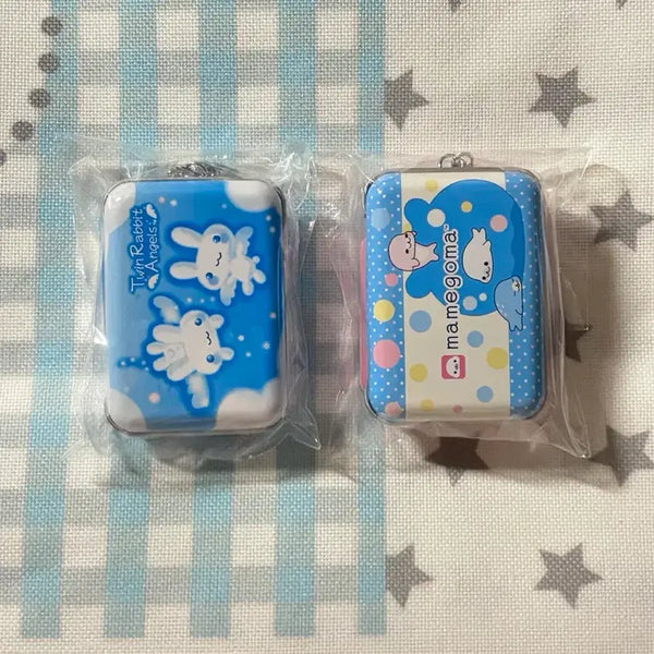 [BUNJANG] Twin Rabbit Angel Mamegoma Tin Case Keyring Holder / 개별 트윈래빗엔젤 마메고마 틴케이스 키링 키홀더