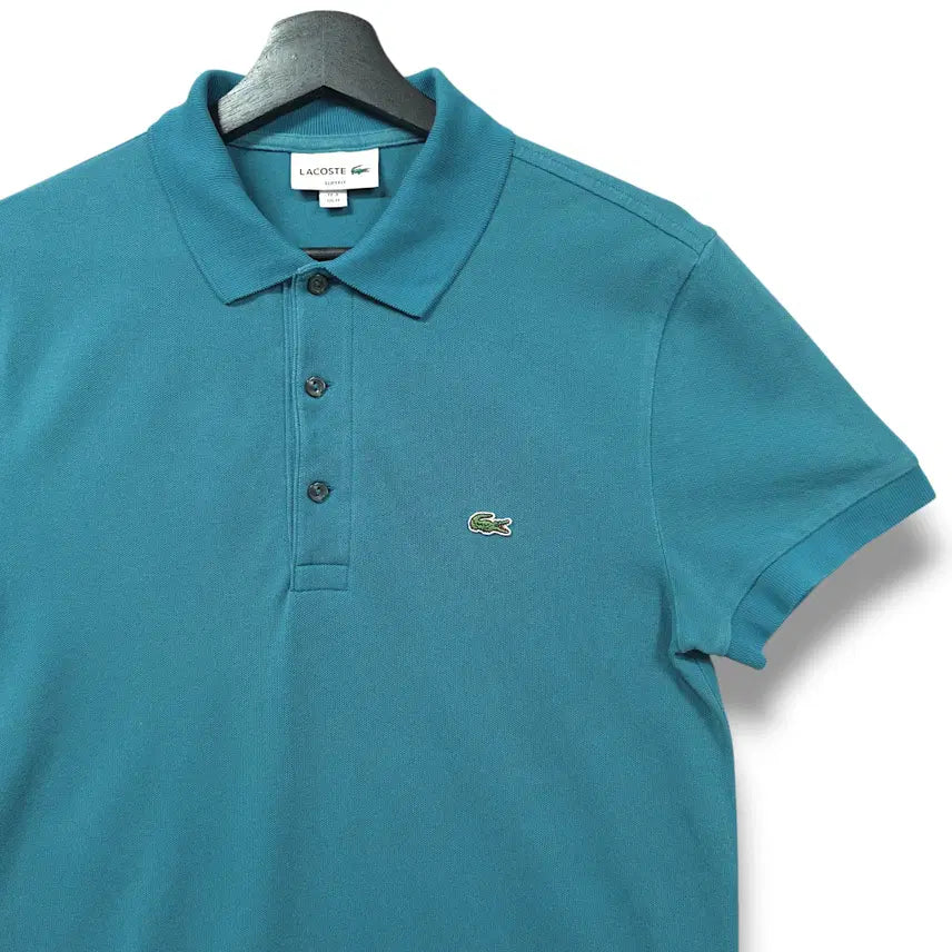 [BUNJANG] Lacoste Teal Blue Slim Fit PK Short Sleeve Polo T-Shirt (Size M) / [M] 라코스테 틸 블루 슬림핏 PK 반팔 카라티셔츠