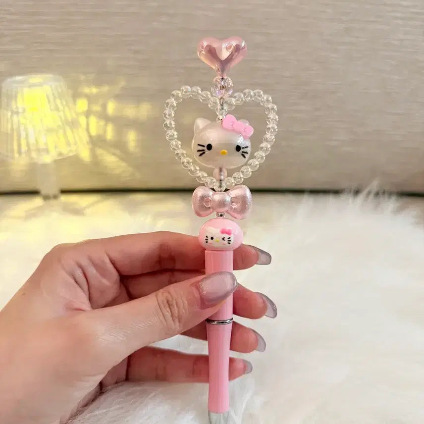 [BUNJANG] Pink Kitty Wand Style Ballpoint Pen - Handmade / 요술봉st 핑크 키티 볼꾸 볼펜!! 핸드메이드