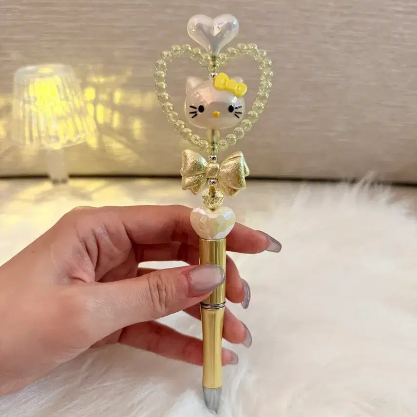 [BUNJANG] Yellow Kitty Wand Style Pen / 요술봉st 노랑 키티 볼꾸 볼펜!! 핸드메이드