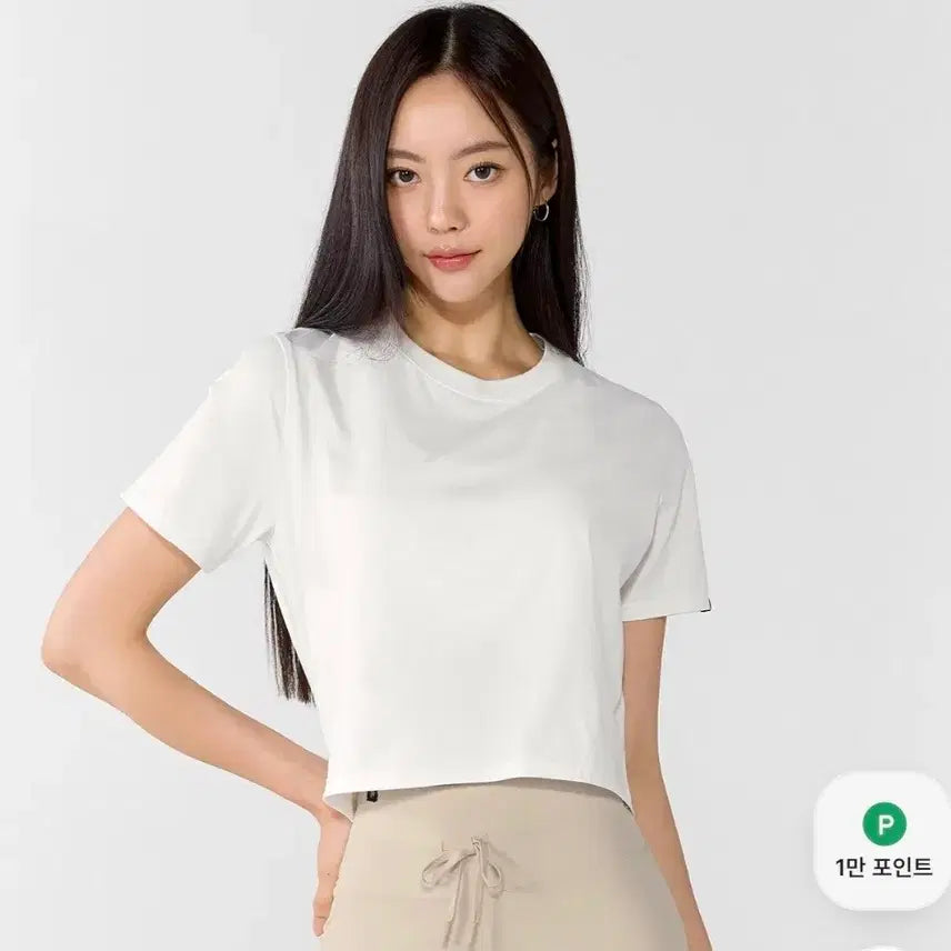 [BUNJANG] Xexymix Basic Stretch Crop T-shirt - Back Ivory / 품절상품) 젝시믹스 베이직 스트레치 크롭 티셔츠 - 백아이보리