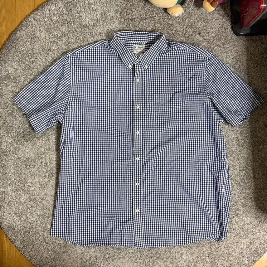 [BUNJANG] L.L. Bean Gingham Check Half Sleeve Shirt / 엘엘빈 깅엄 체크 하프 셔츠
