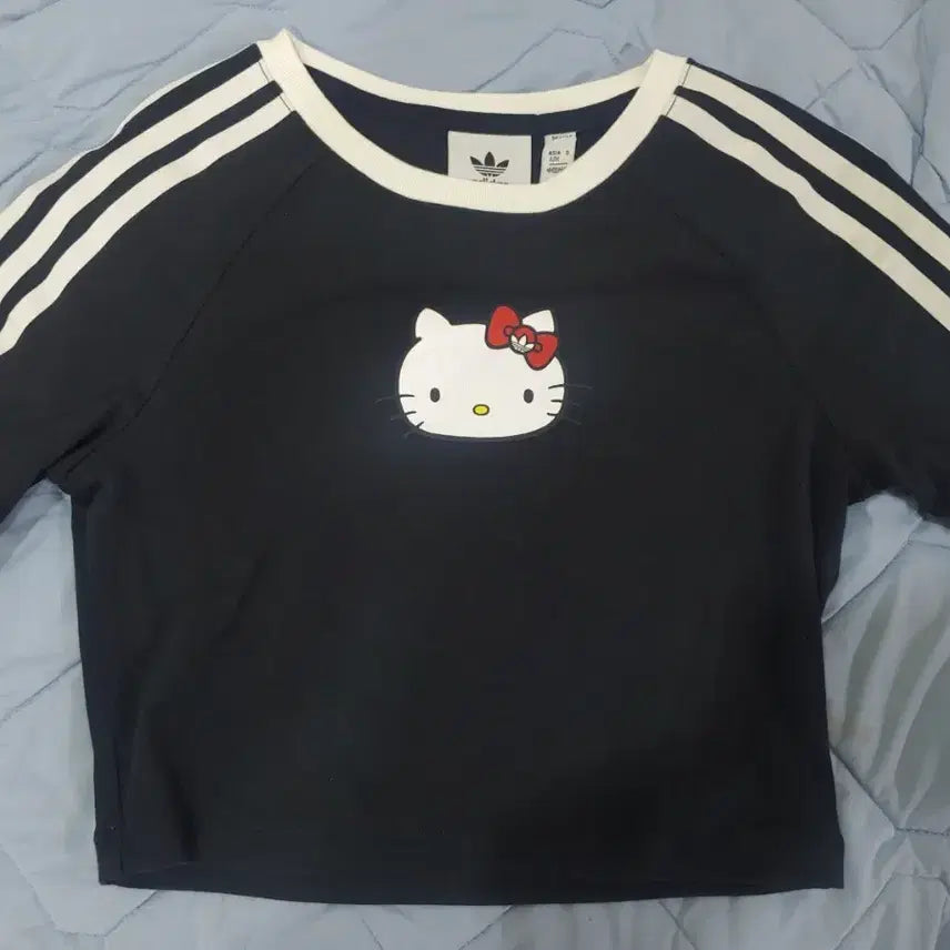 [BUNJANG] Adidas x Hello Kitty 3S Crop T-Shirt Black M / [M]아디다스 헬로키티 3S 크롭 반팔티 블랙 M