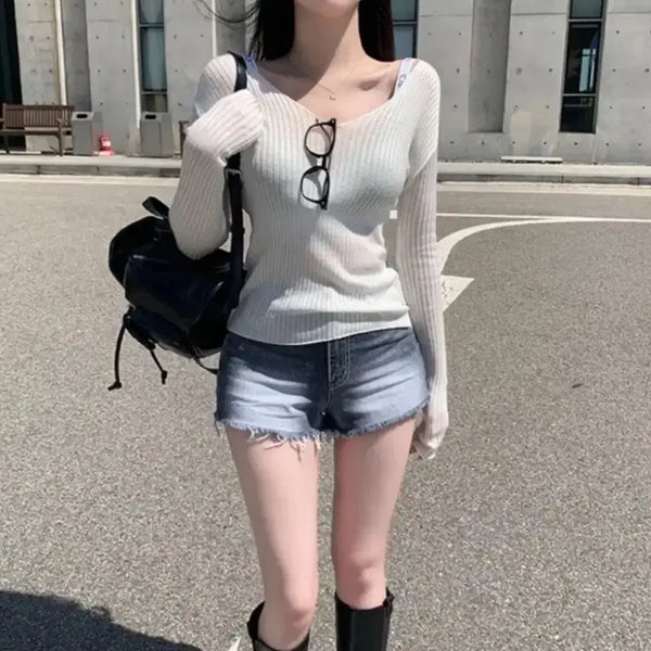 [BUNJANG] Bloofit Object Washing Denim Shorts / 에이블리 블러핏 오브제 워싱 데님 숏팬츠 청반바지
