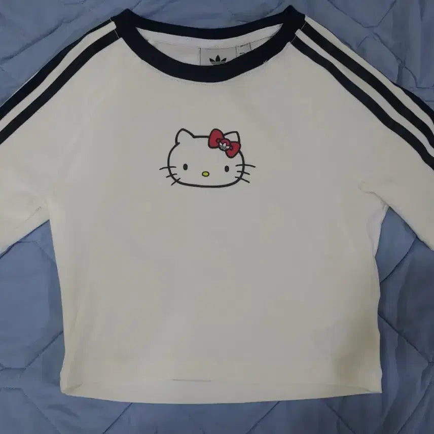 [BUNJANG] Adidas x Hello Kitty 3S Crop T-Shirt White (M) / [M]아디다스x헬로키티 3S 크롭 반팔티 화이트 M
