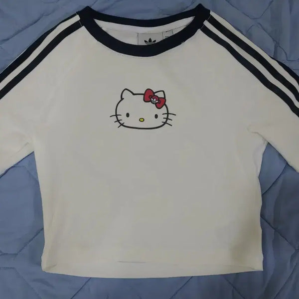 [BUNJANG] Adidas x Hello Kitty 3S Crop T-Shirt White (M) / [M]아디다스x헬로키티 3S 크롭 반팔티 화이트 M