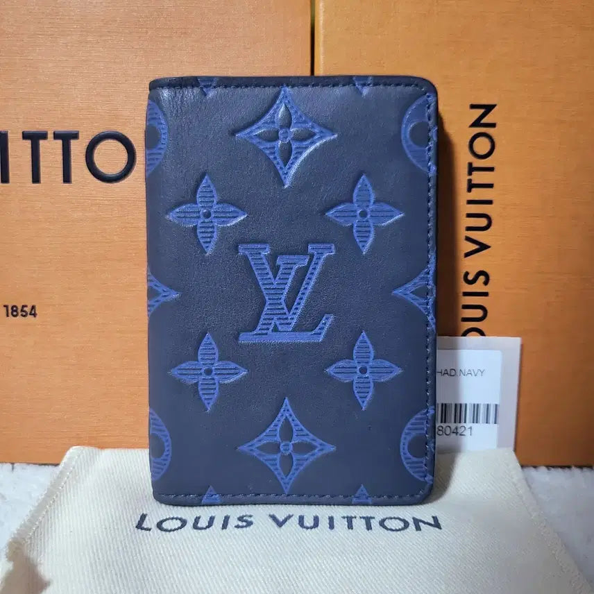 [BUNJANG] Louis Vuitton Monogram Shadow Organizer Card Holder Navy Blue / [새상품급/풀구성] 루이비통 쉐도우 오거나이저 카드지갑 네이비 블루