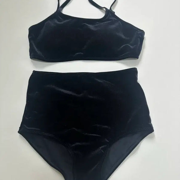 [BUNJANG] Black Velvet Bikini Set (M) / (새상품) 블랙 벨벳 비키니