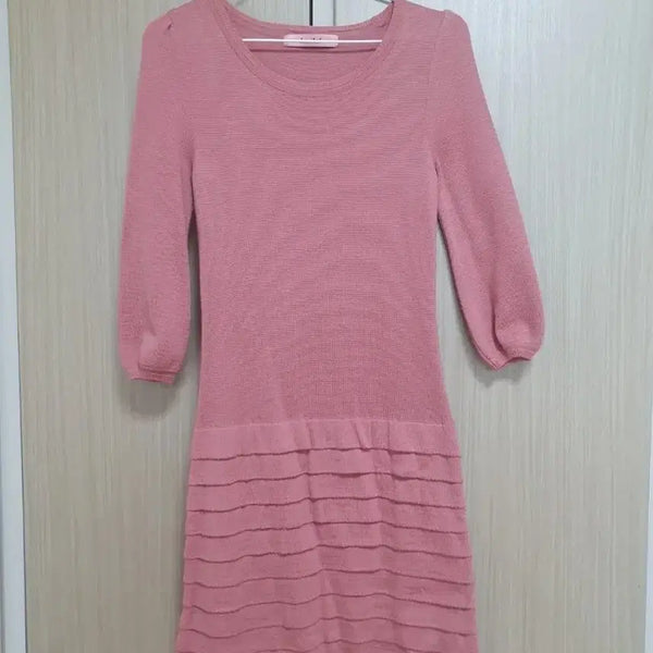 [BUNJANG] Vanilla B Pink Knit Dress Size 55 / (희귀소장품/거의새것)55 바닐라비 핑크 니트 원피스