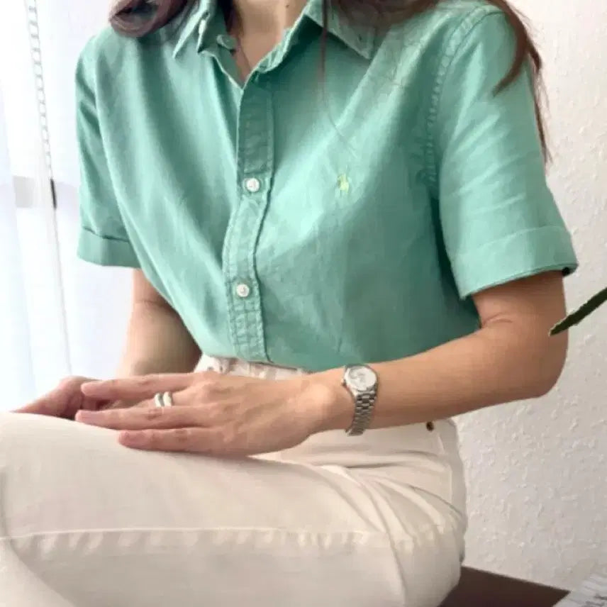 [BUNJANG] Polo Ralph Lauren Garment-Dyed Boys Short Sleeve Shirt - Mint, XL / [새상품] 폴로 랄프로렌 가먼트다이 보이즈 반팔셔츠 민트색 xl