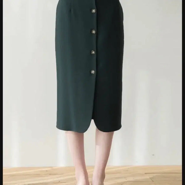 [BUNJANG] Ruten Button Round Midi Skirt Size S / 새제품 루텐 버튼 라운드 미디 스커트 s사이즈