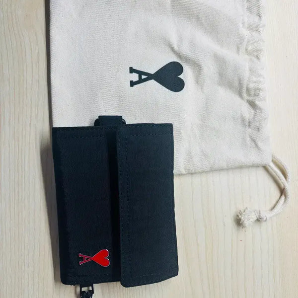 [BUNJANG] AMI Black Leather Card Holder Pouch / AMI 블랙 카드홀더 파우치