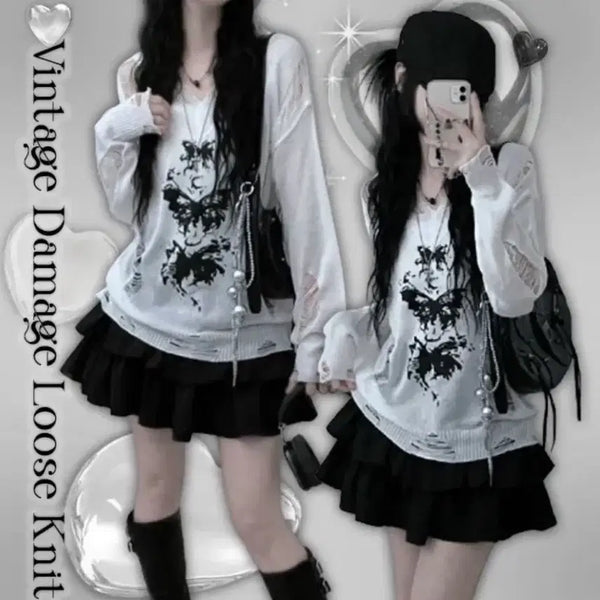 [BUNJANG] A-bly Butterfly Summer Knit / 에이블리 나비 여름 니트