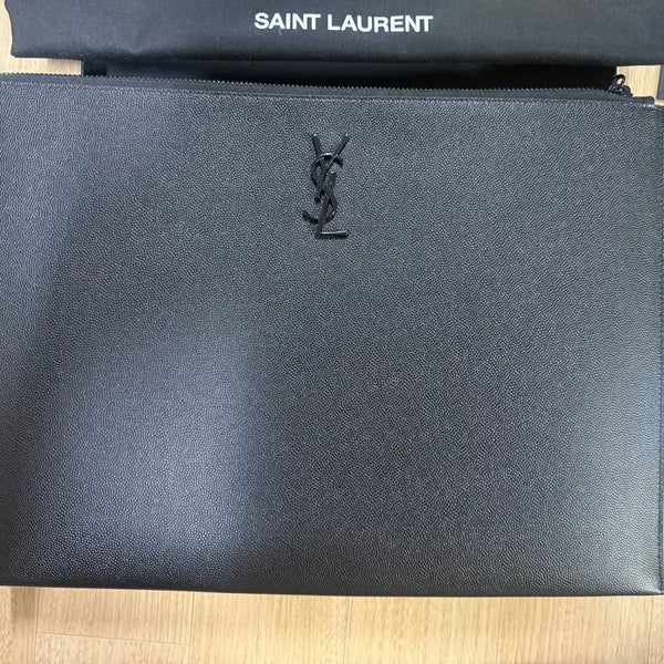[BUNJANG] Saint Laurent Black Logo Large Clutch / [새상품] 생로랑 블랙 로고 남성 클러치 라지