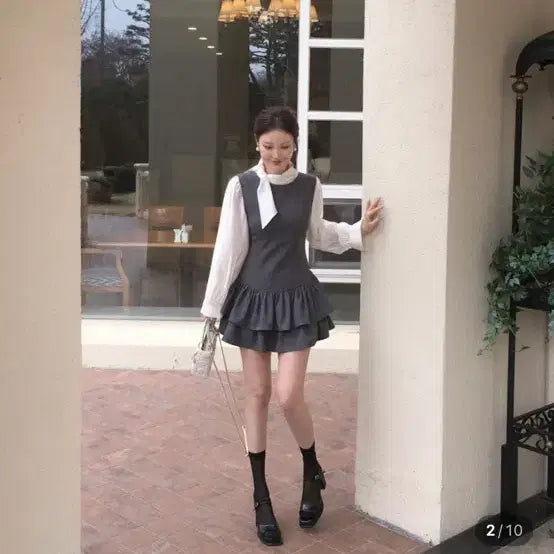 [BUNJANG] Postmonition Felice Ruffle Layered Mini Dress / 새상품) 포스트모니션 펠리체 캉캉 레이어드 미니원피스
