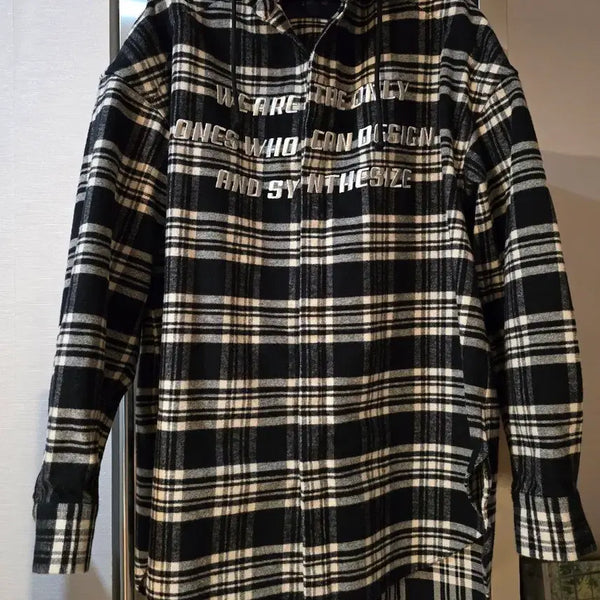 [BUNJANG] Juun.J 50 Black White Check Hooded Shirt / 준지 후드 셔츠 50사이즈입니다