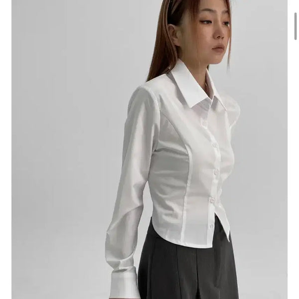 [BUNJANG] BLACKUP Sharken Basic Shirt White S / 블랙업 샤큰 베이직 셔츠 화이트 S, short