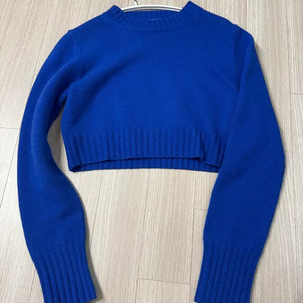[BUNJANG] Max Mara Cobalt Blue Cropped Knit Sweater / 막스마라 크롭 니트