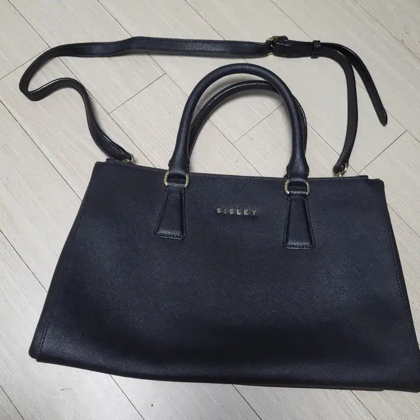 [BUNJANG] Sisley Black Saffiano Leather Tote Bag / 시슬리 소가죽 블랙 사피아노 토트백 상태매우좋음