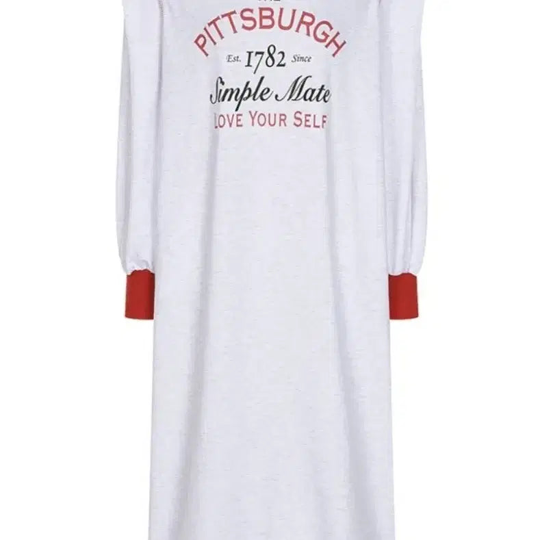 [BUNJANG] Pittsburgh Printing Long Dress Red Point / 프린팅 롱 원피스 레드포인트