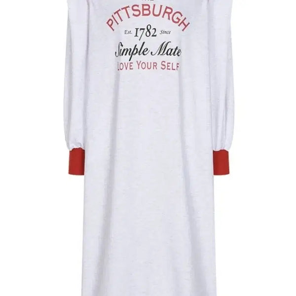[BUNJANG] Pittsburgh Printing Long Dress Red Point / 프린팅 롱 원피스 레드포인트