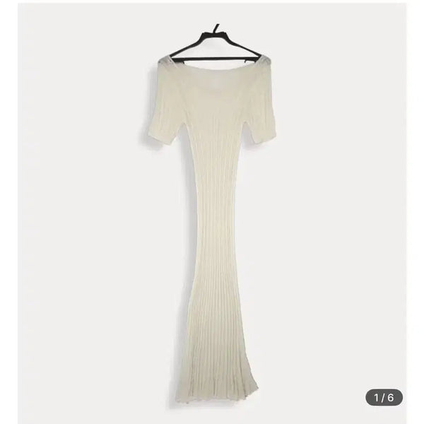 [BUNJANG] Slim Fit Ribbed Cable Knit Short Sleeve Long Dress / 슬림핏 골지 꽈배기 니트 반팔 롱원피스 미시룩