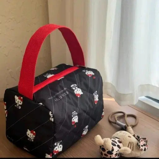 [BUNJANG] Hello Kitty Quilting Pouch Bag - Black / 헬로키티 퀼팅 가방 파우치 블랙 키티가방 2개