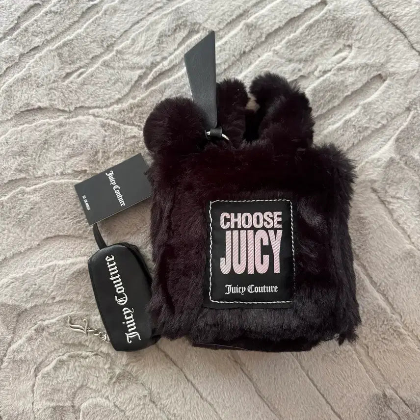 [BUNJANG] Juicy Couture Black Fur Mini Tote Bag / 쥬시 꾸뛰르 블랙 퍼 미니 토트백