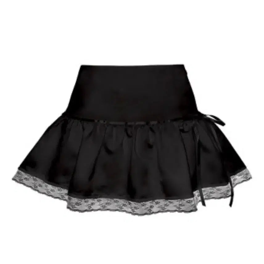 [BUNJANG] Whispery Soft Satin Tiered Skirt Black / 위스페어리 Soft Satin Tiered Skirt fairy