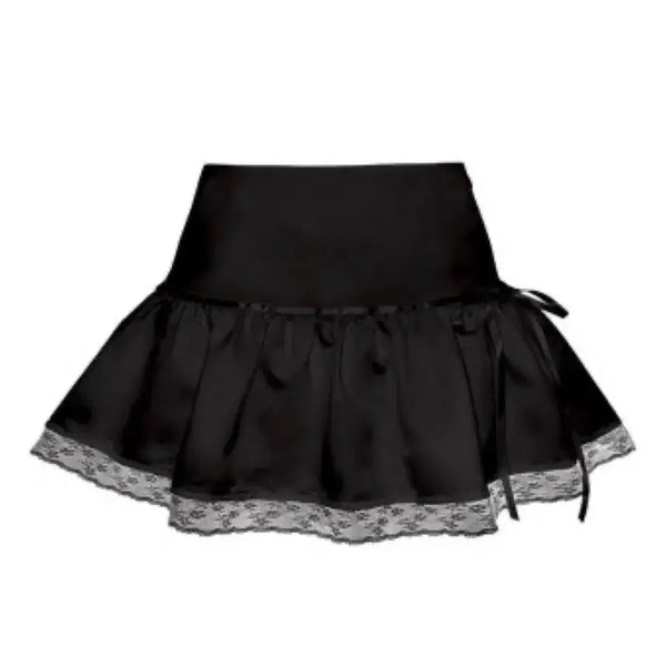 [BUNJANG] Whispery Soft Satin Tiered Skirt Black / 위스페어리 Soft Satin Tiered Skirt fairy