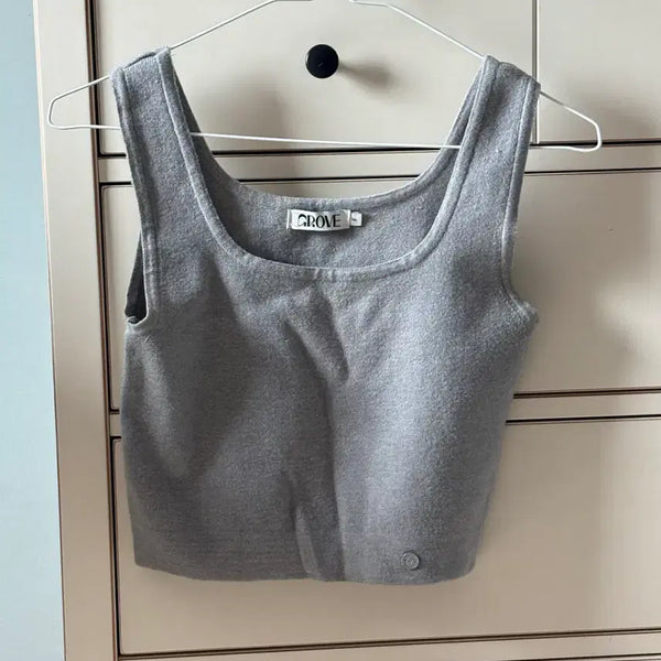 [BUNJANG] Grove Knit Bustier Top - Grey / 그로브 니트 뷔스티에 탑 그레이