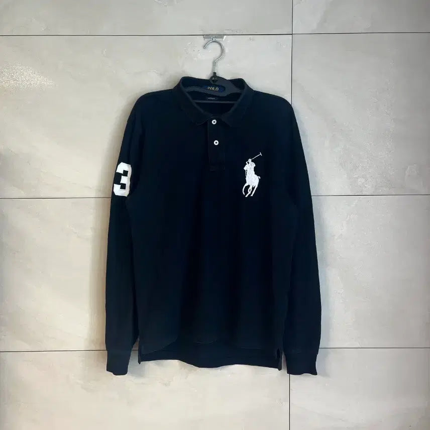 [BUNJANG] Polo Ralph Lauren White Big Pony Long Sleeve Polo Shirt (L Size) / 폴로 랄프로렌 화이트 빅포니 긴팔 카라 티셔츠 (L size)